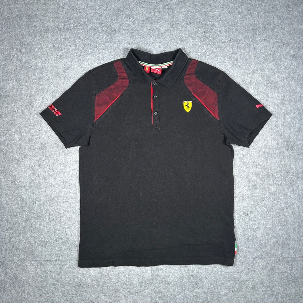 Puma Scuderia Ferrari Polo Mens L Black Red 761470 F1 Racing Team Sport